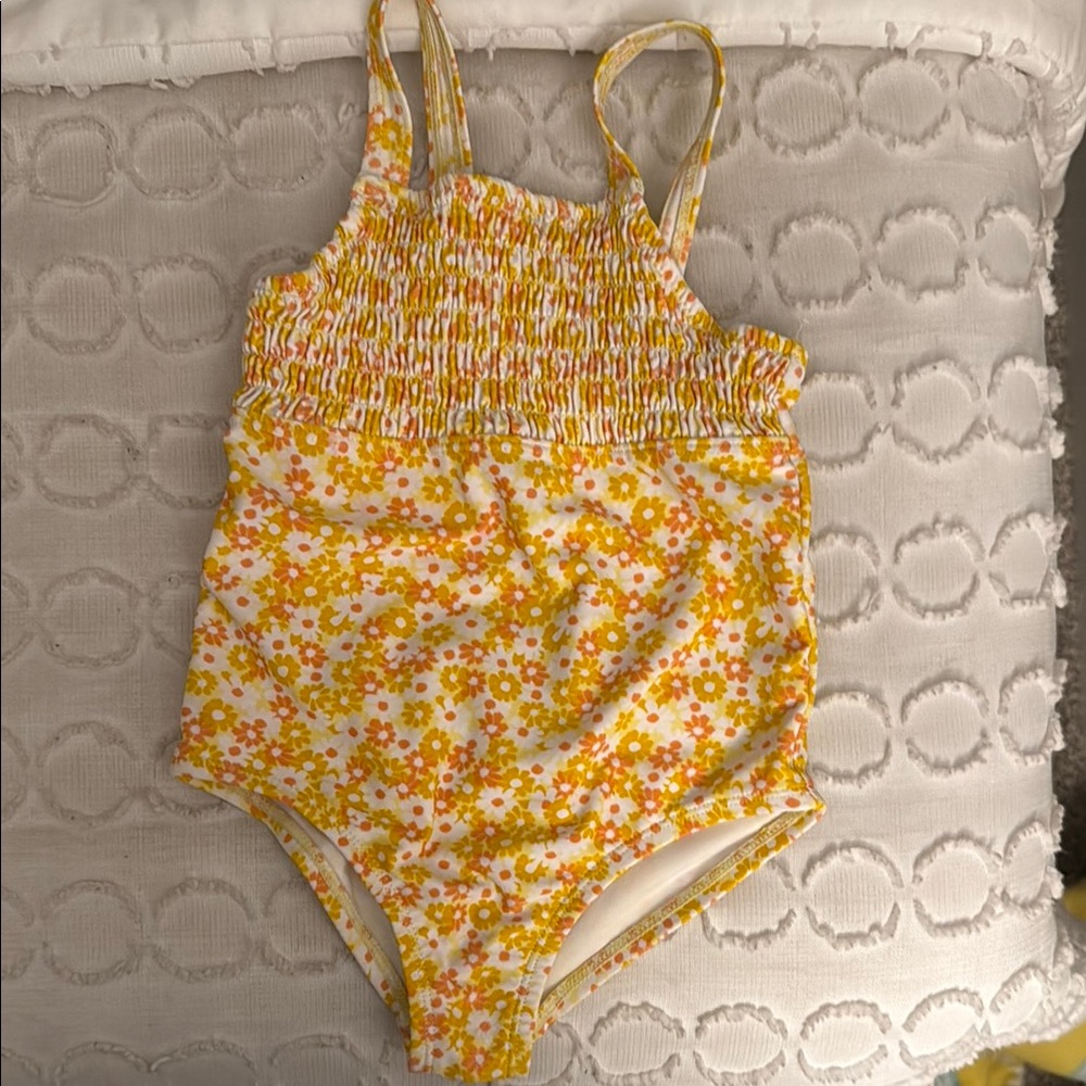 Carter's Yellow and White Floral Kids Swim One Piece